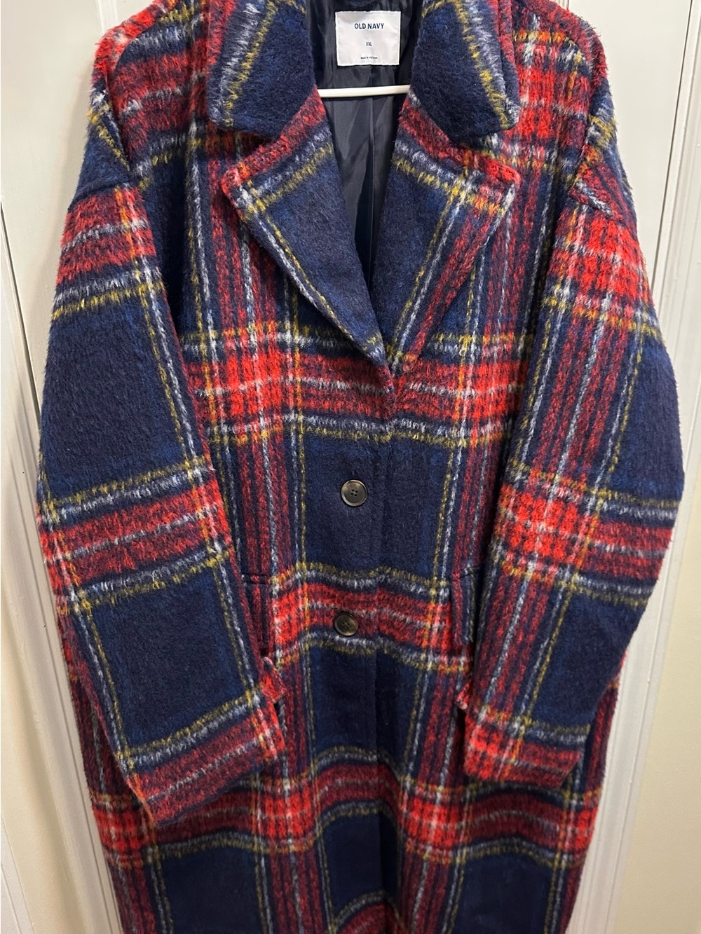 Old Navy: XXL Red and Navy Plaid Coat